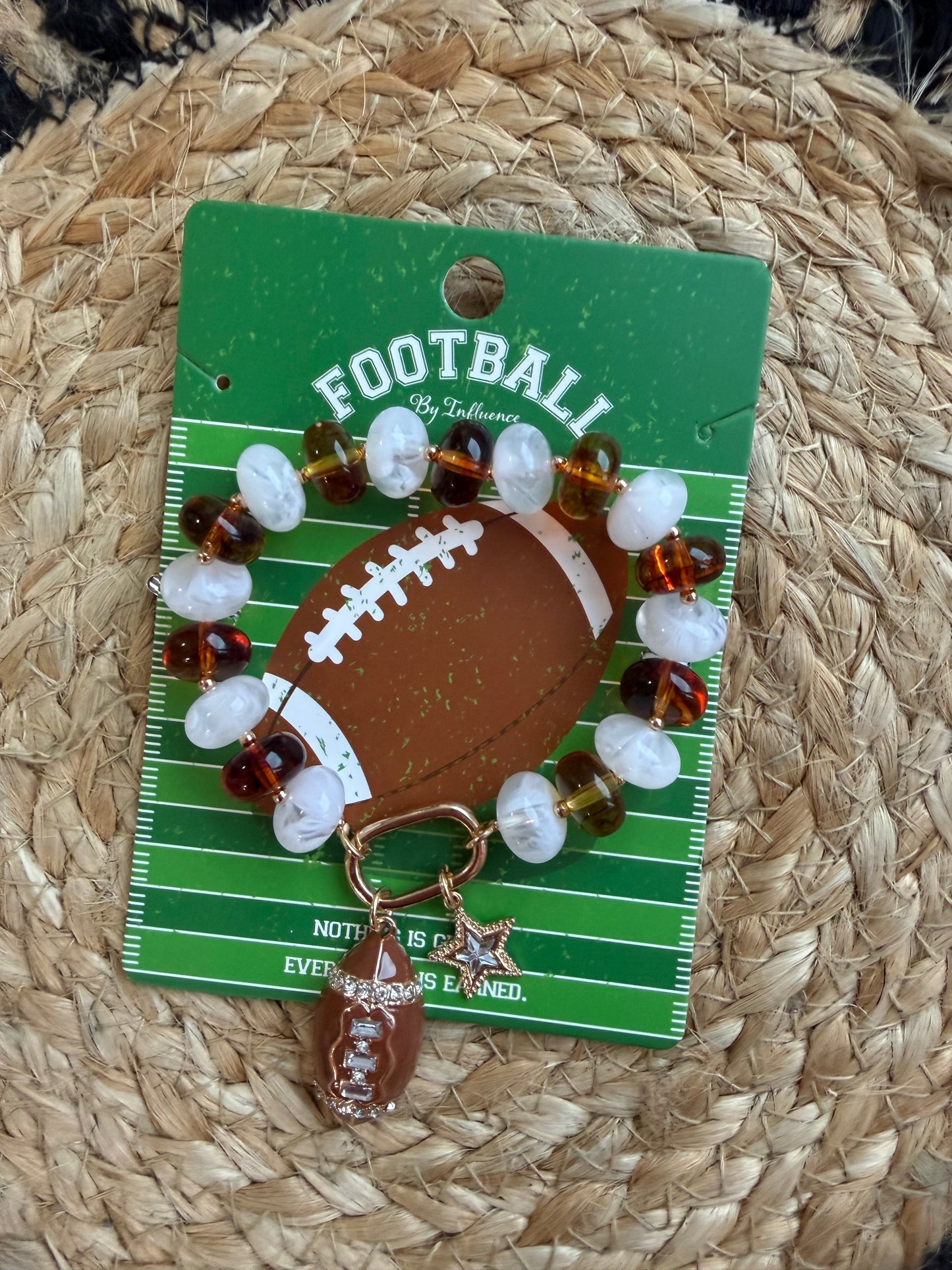 Football Charm Beaded Bracelet
