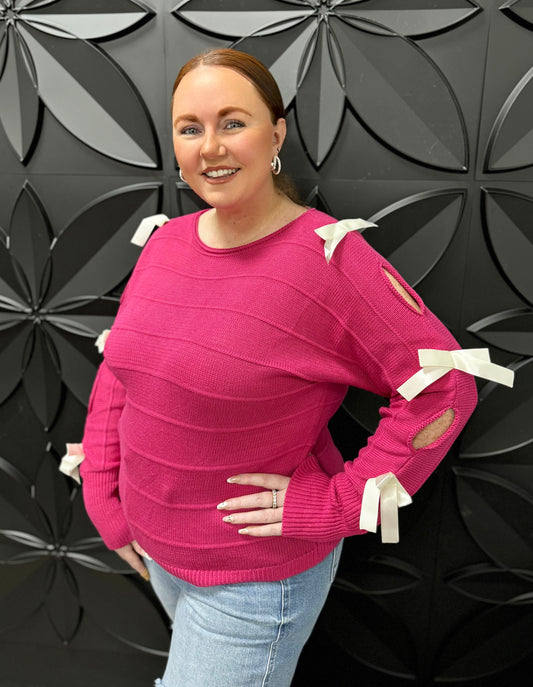 Pink bow sweater