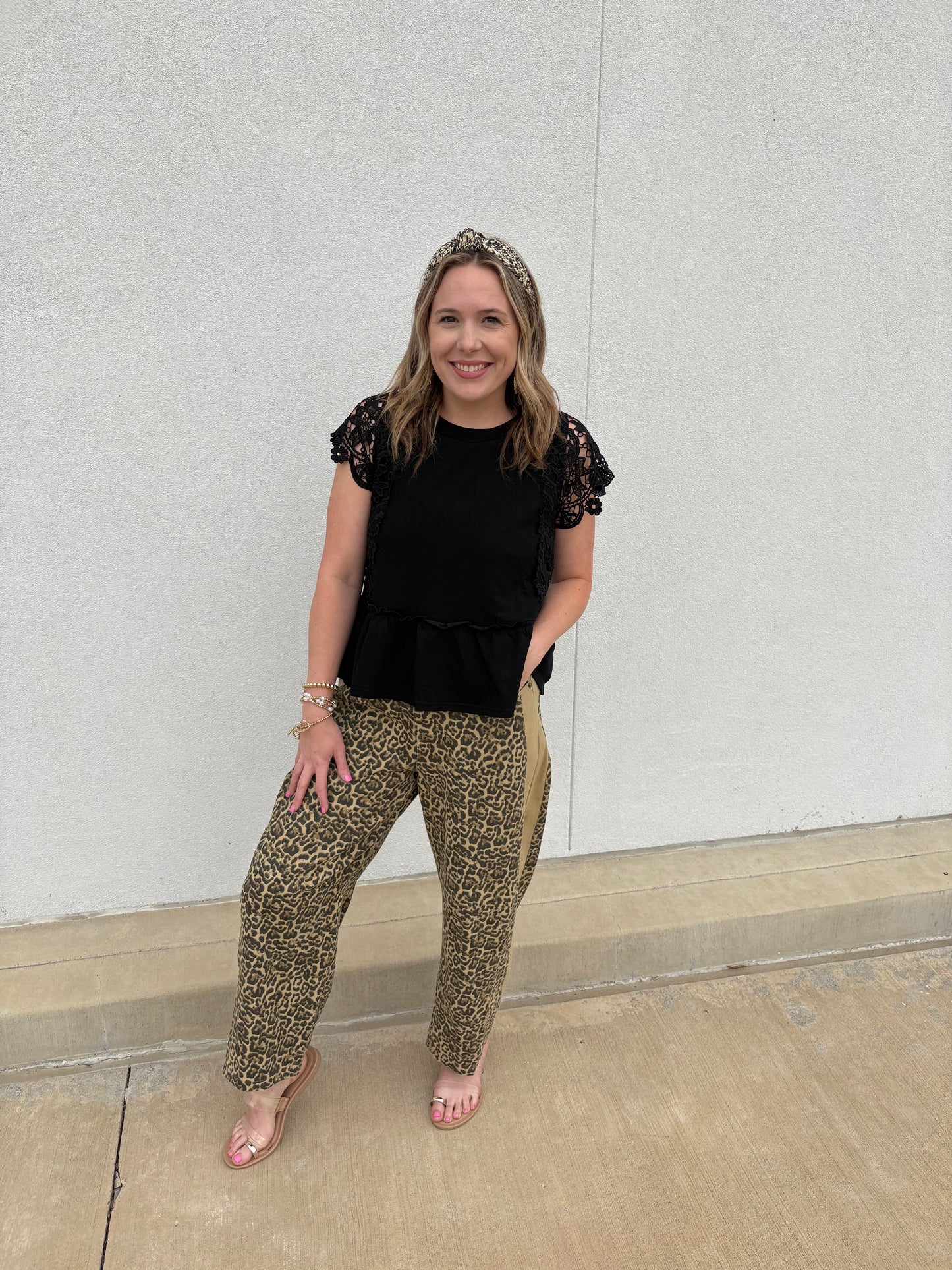 Luxe Lace Babe Top – Black Crochet Sleeve