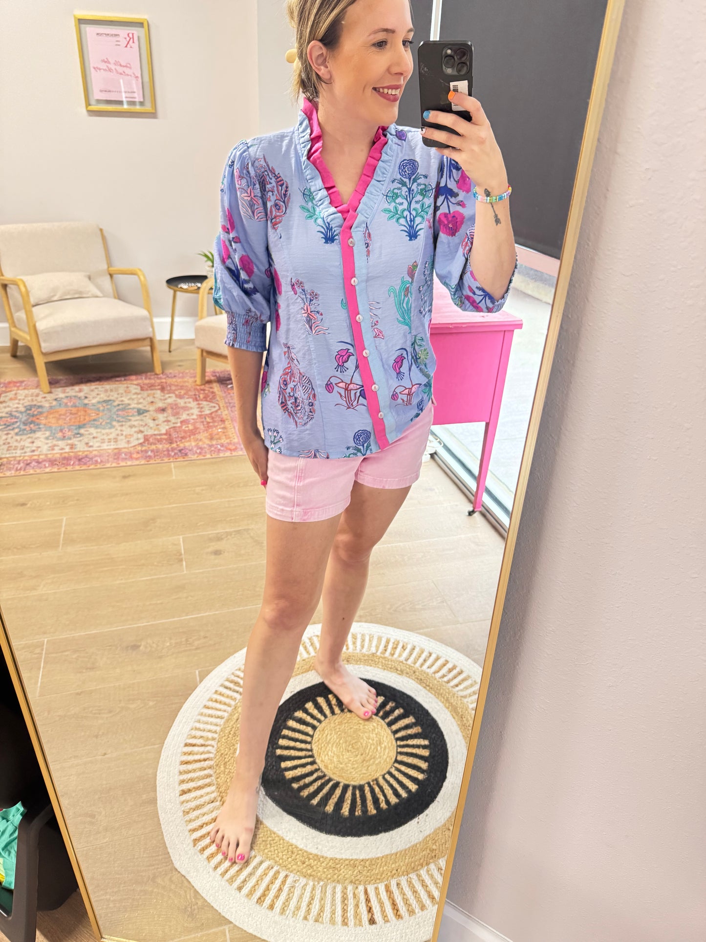Periwinkle Garden Floral Blouse