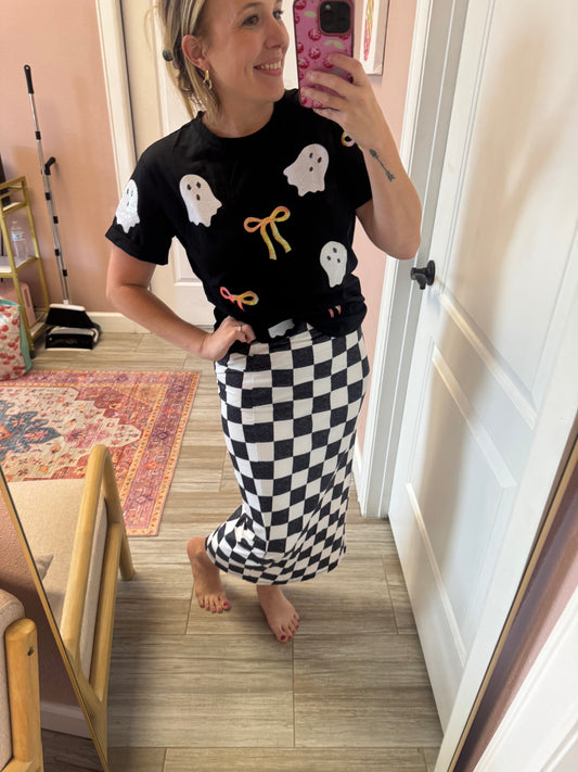 Spooky Ghost & Bow Sequin Tee