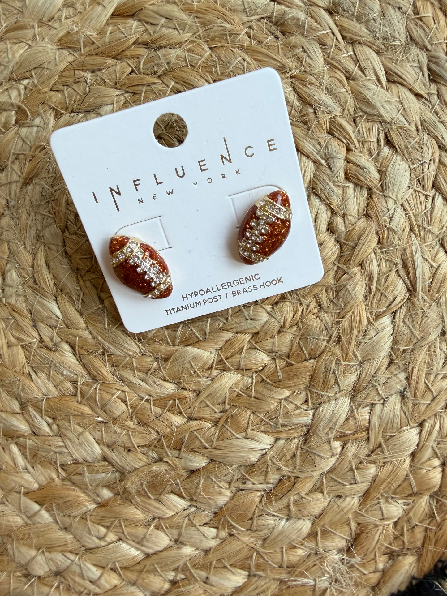 Football Rhinestone Stud Earrings