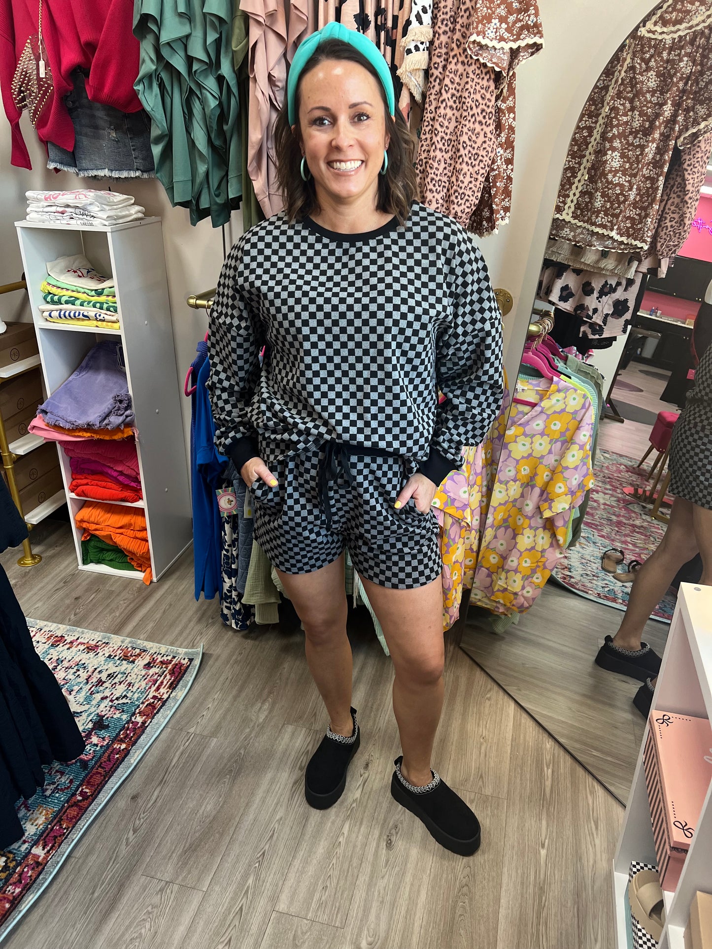 Black and gray checkered lounge set