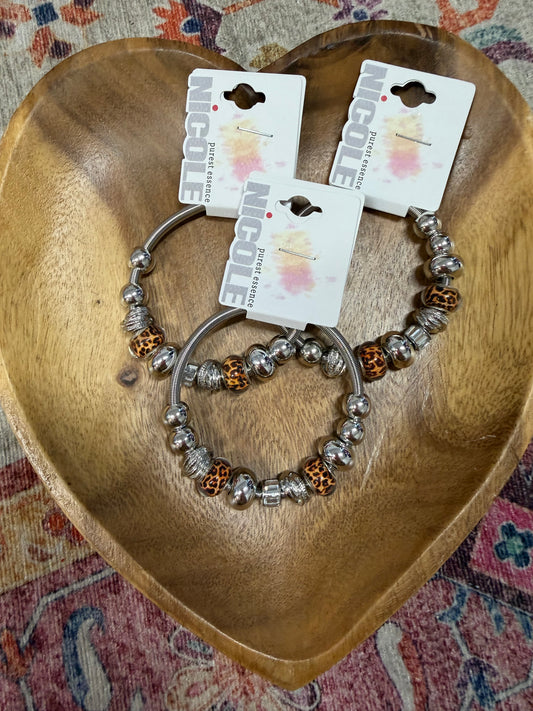 Leopard Beaded Charm Bracelet