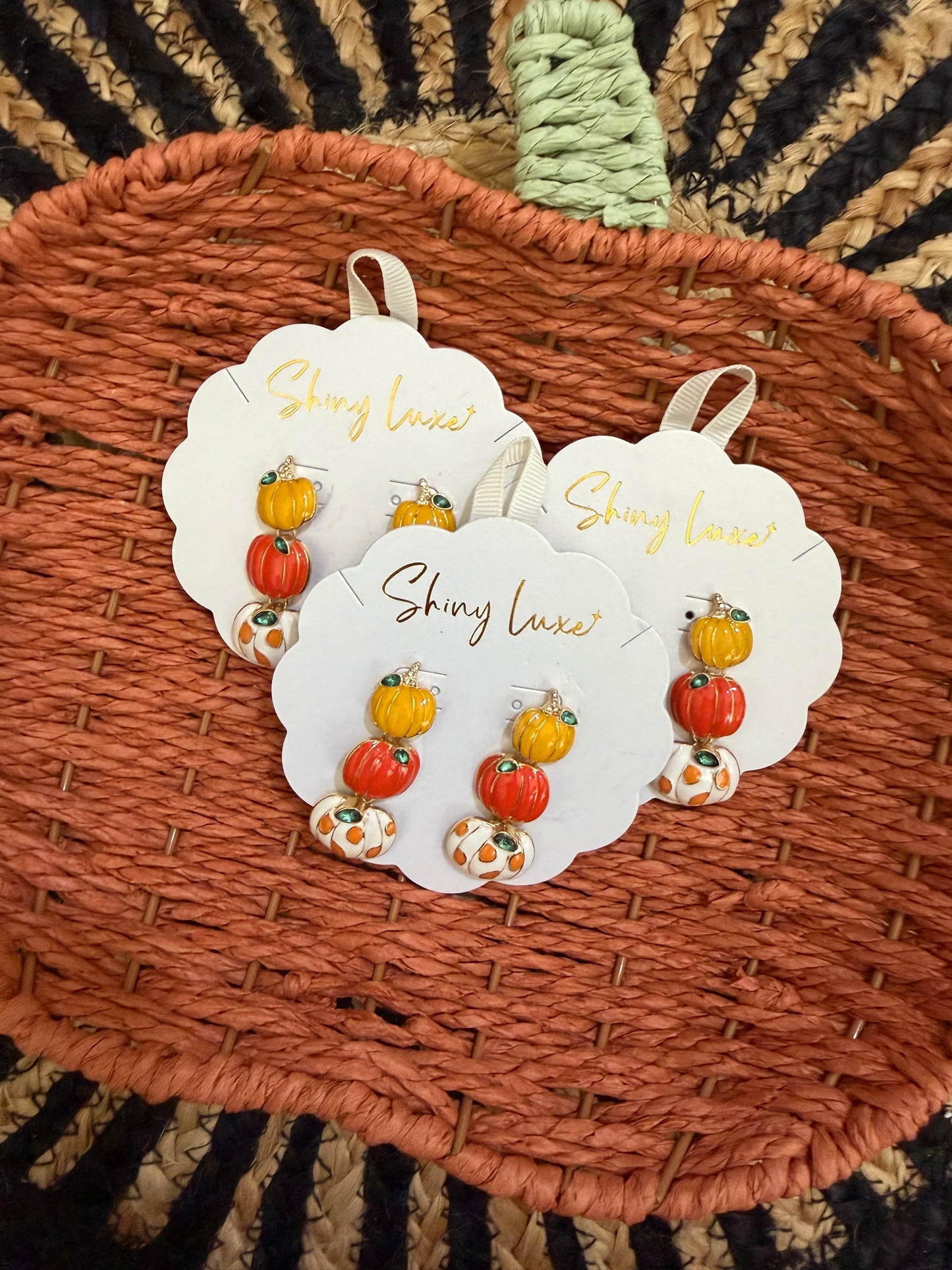 Stacked Pumpkin Fall Dangle Earrings