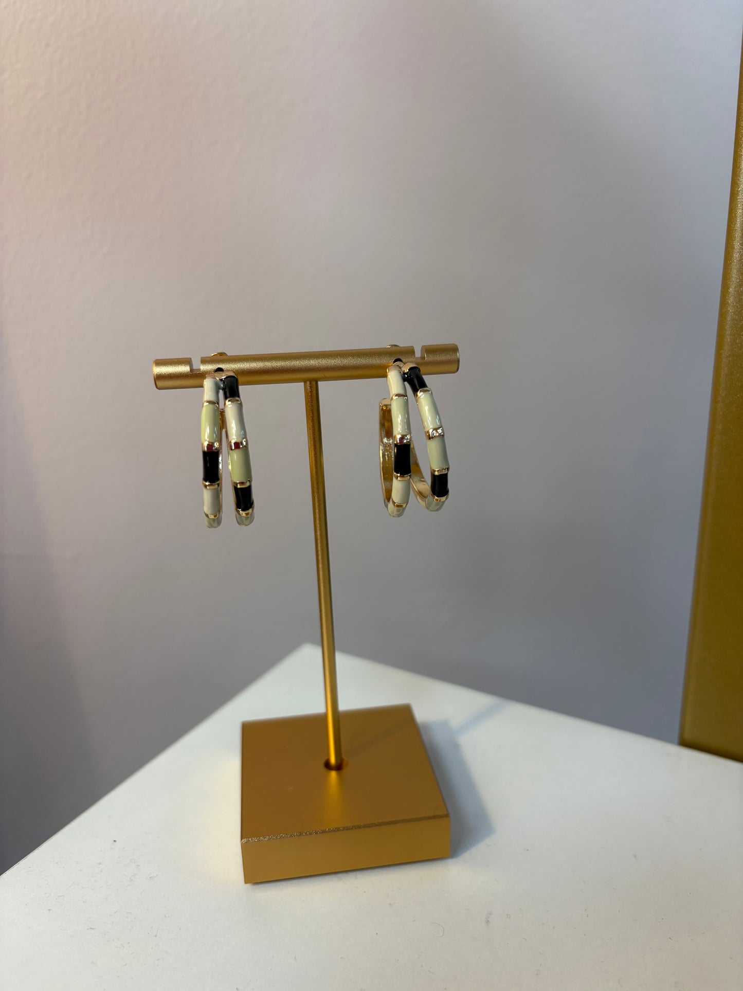 Black & White Enamel Hoop Earrings