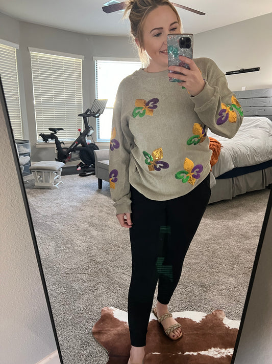 Sequin Mardi Gras Sweater