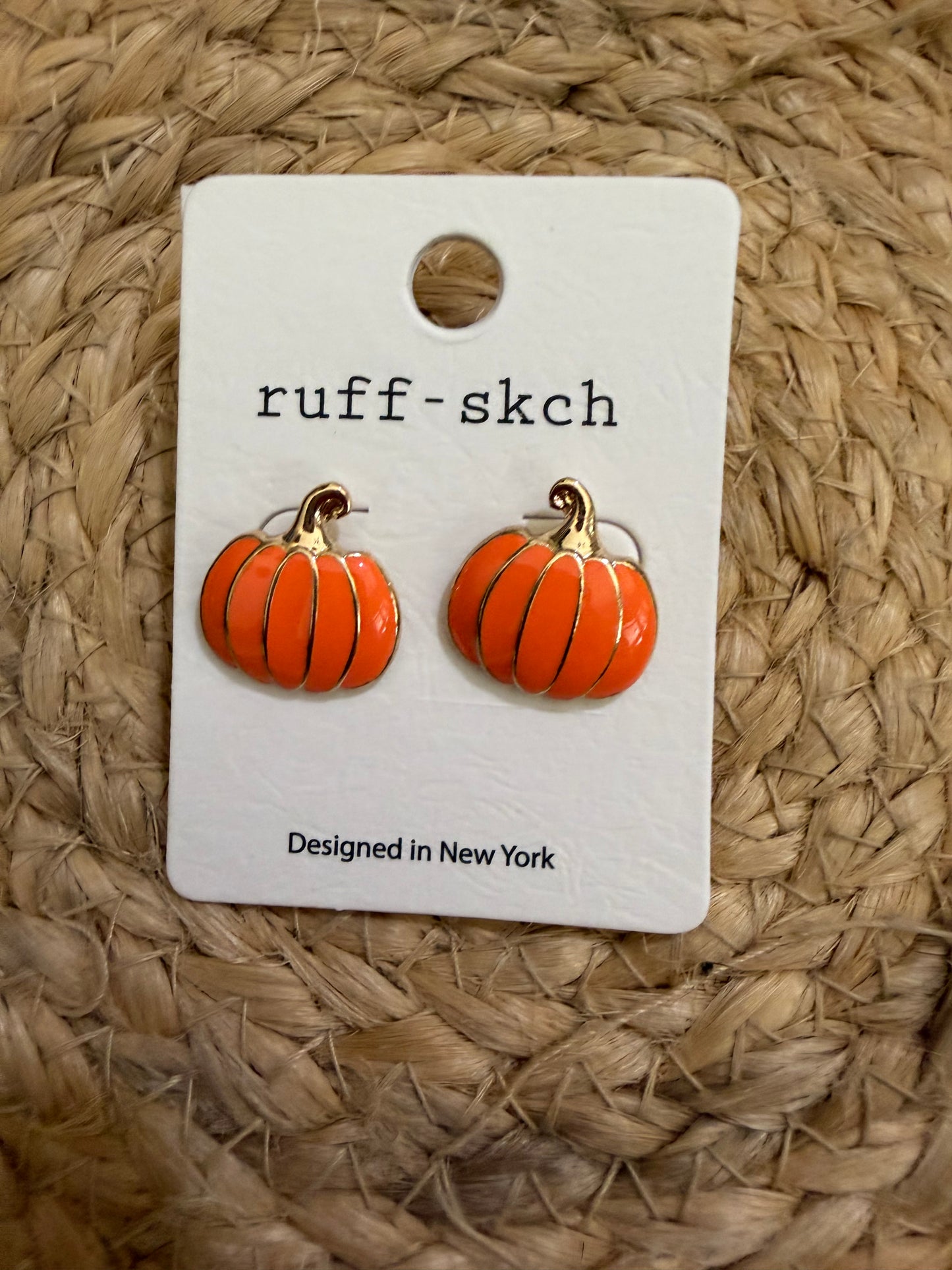 Orange Pumpkin Stud Earrings