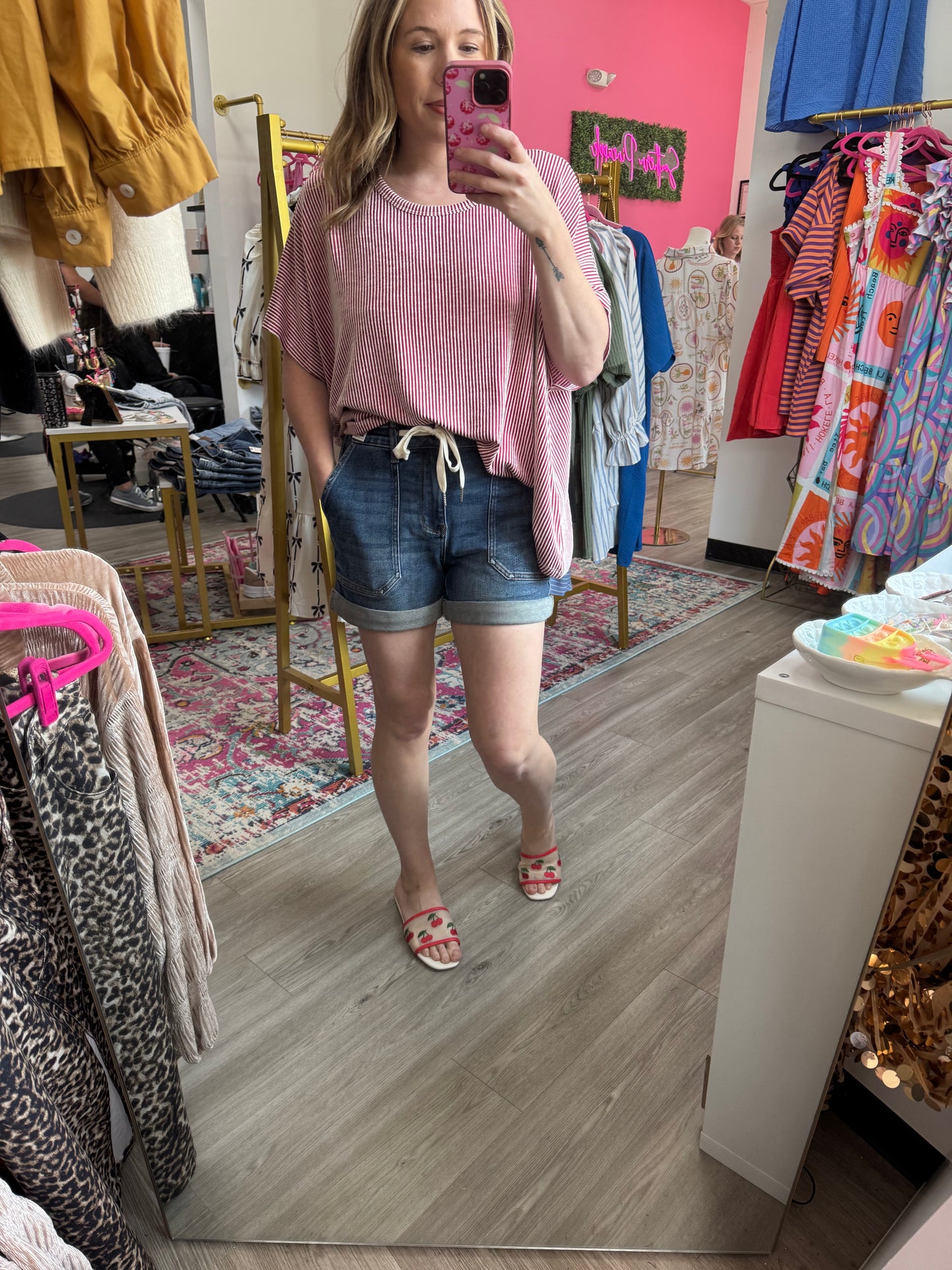 High Rise Dark Wash Judy Blue Jogger Shorts