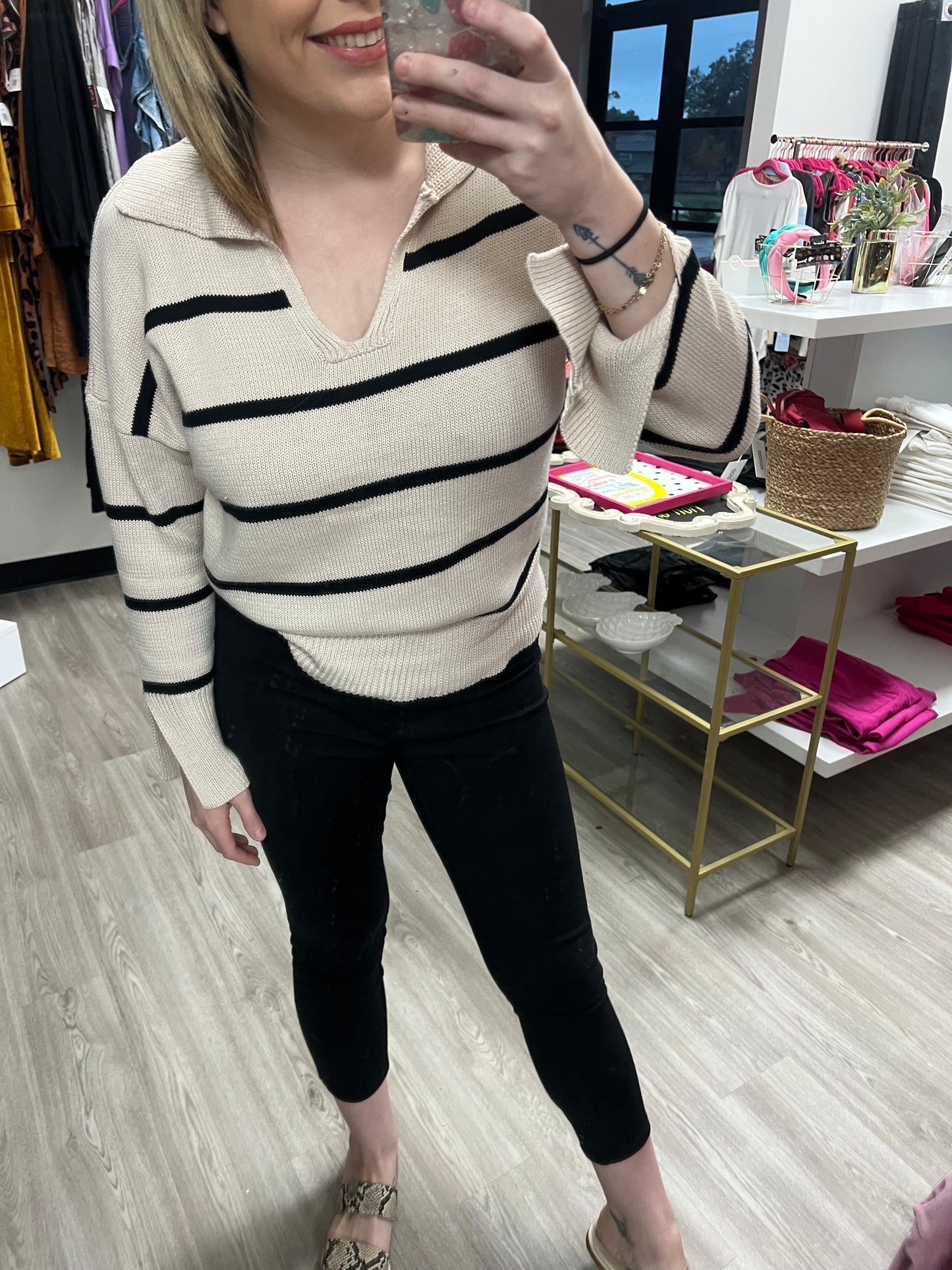 Tan Striped Sweater