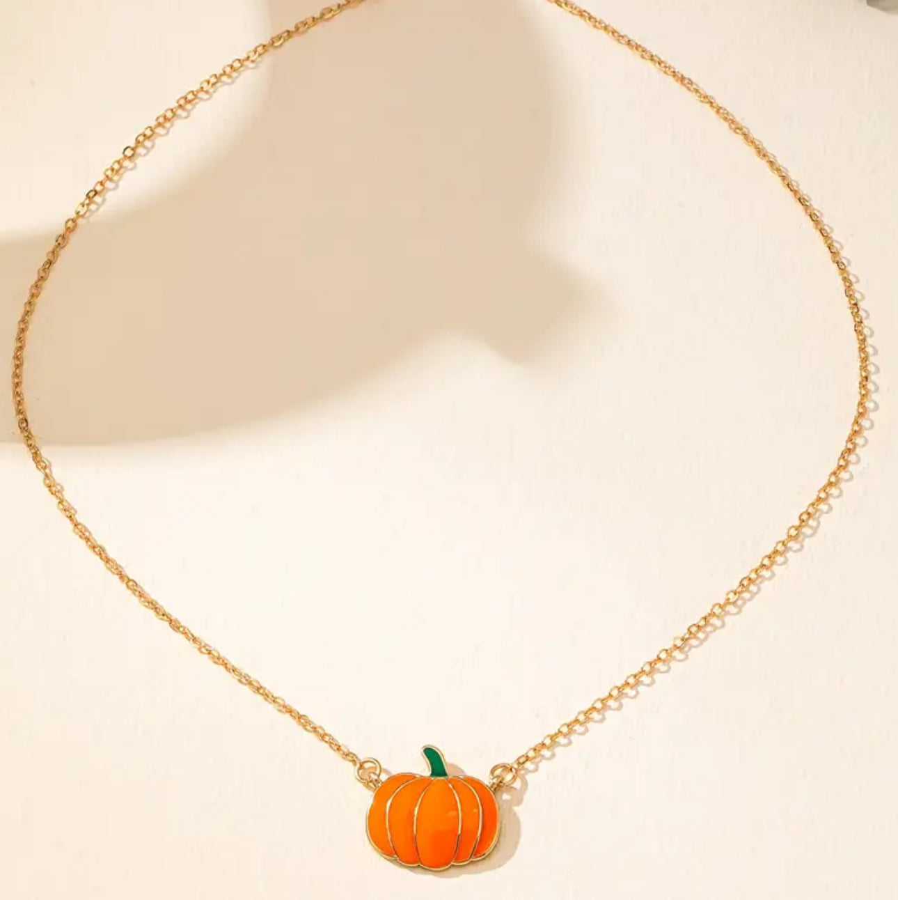 Pumpkin Patch Enamel Pendant Necklace
