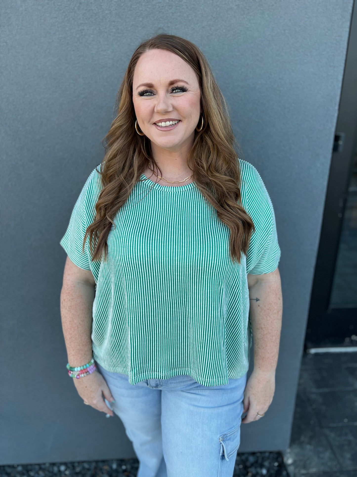 The Sutton Ribbed Blouse-Kelly Green