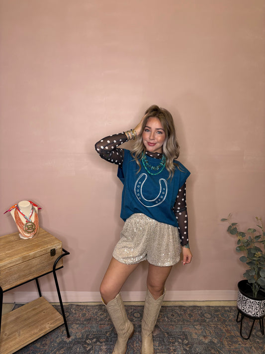 Lucky Horseshoe Graphic Knit Top
