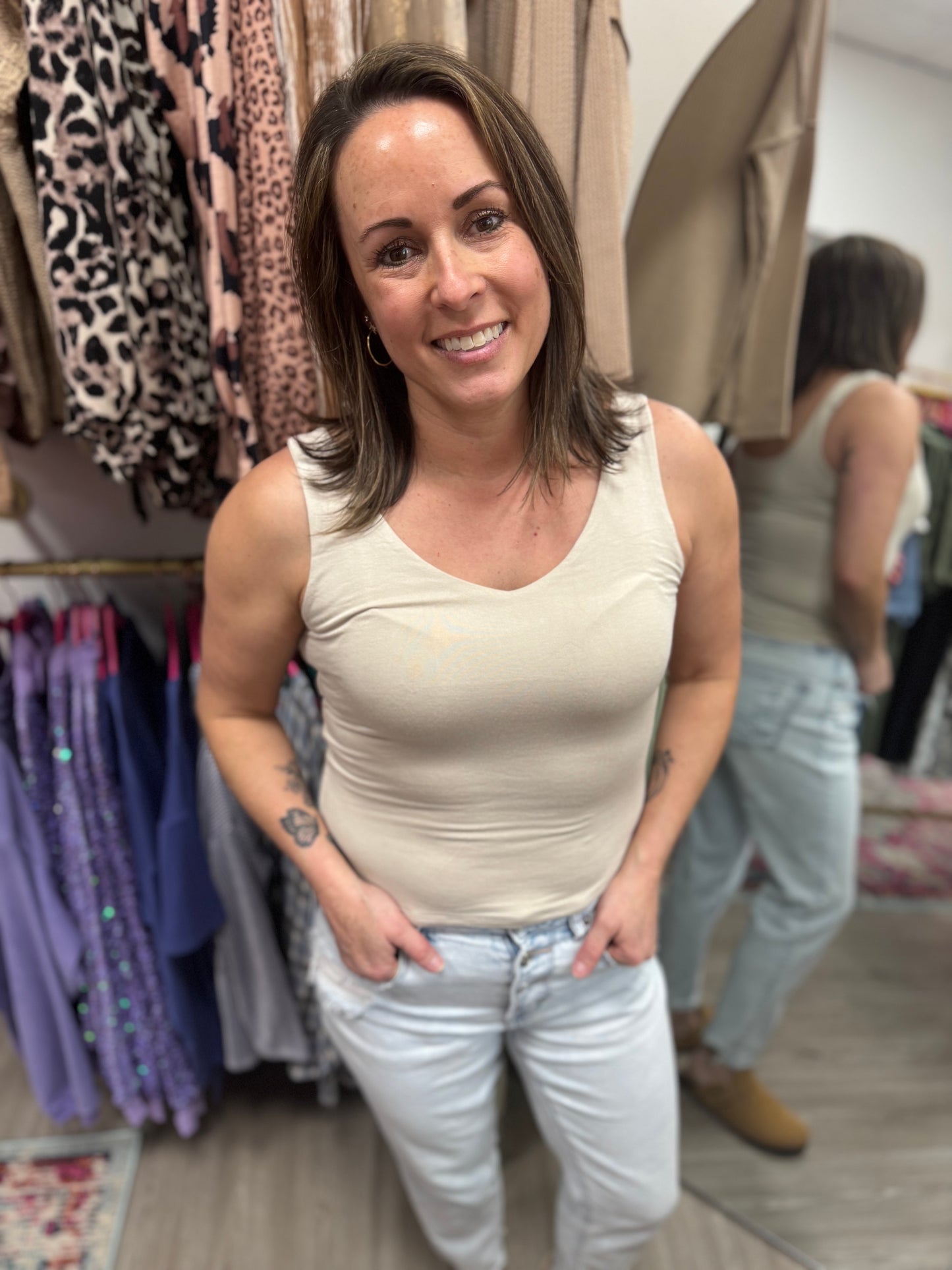 Double Layer Vneck Layering Tank