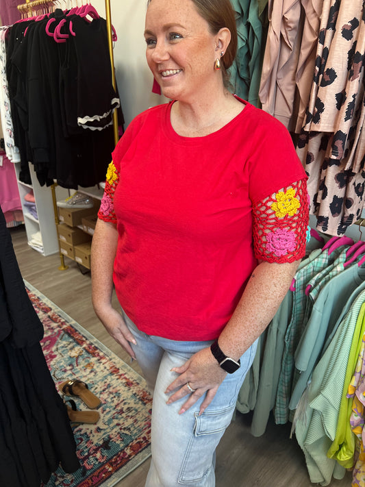 Red crochet top