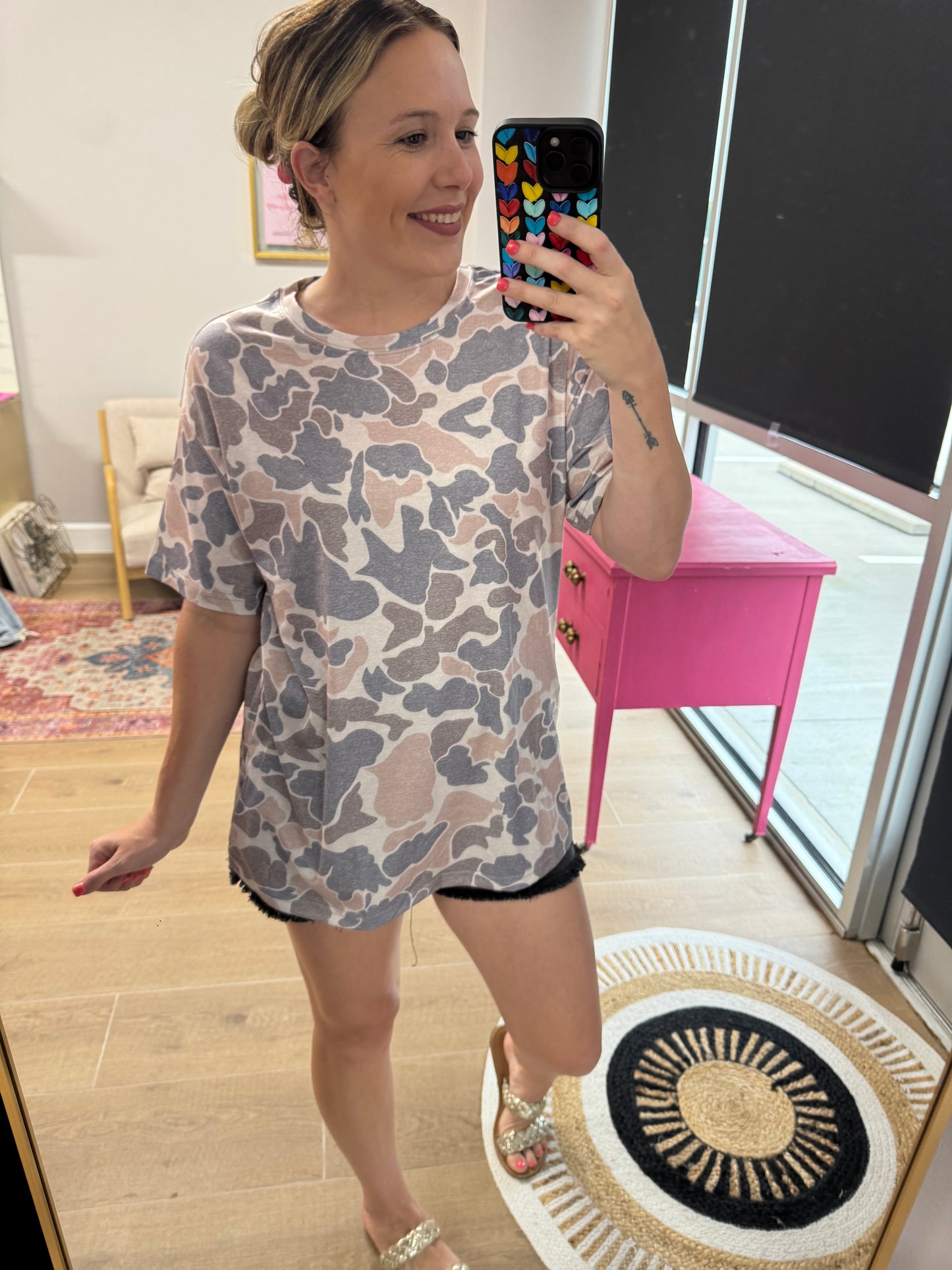 Neutral Camo Oversized Boutique Tee