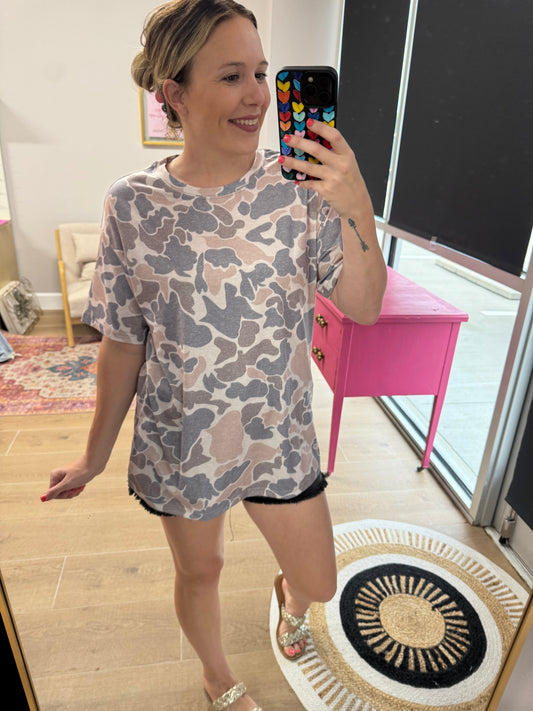 Neutral Camo Oversized Boutique Tee