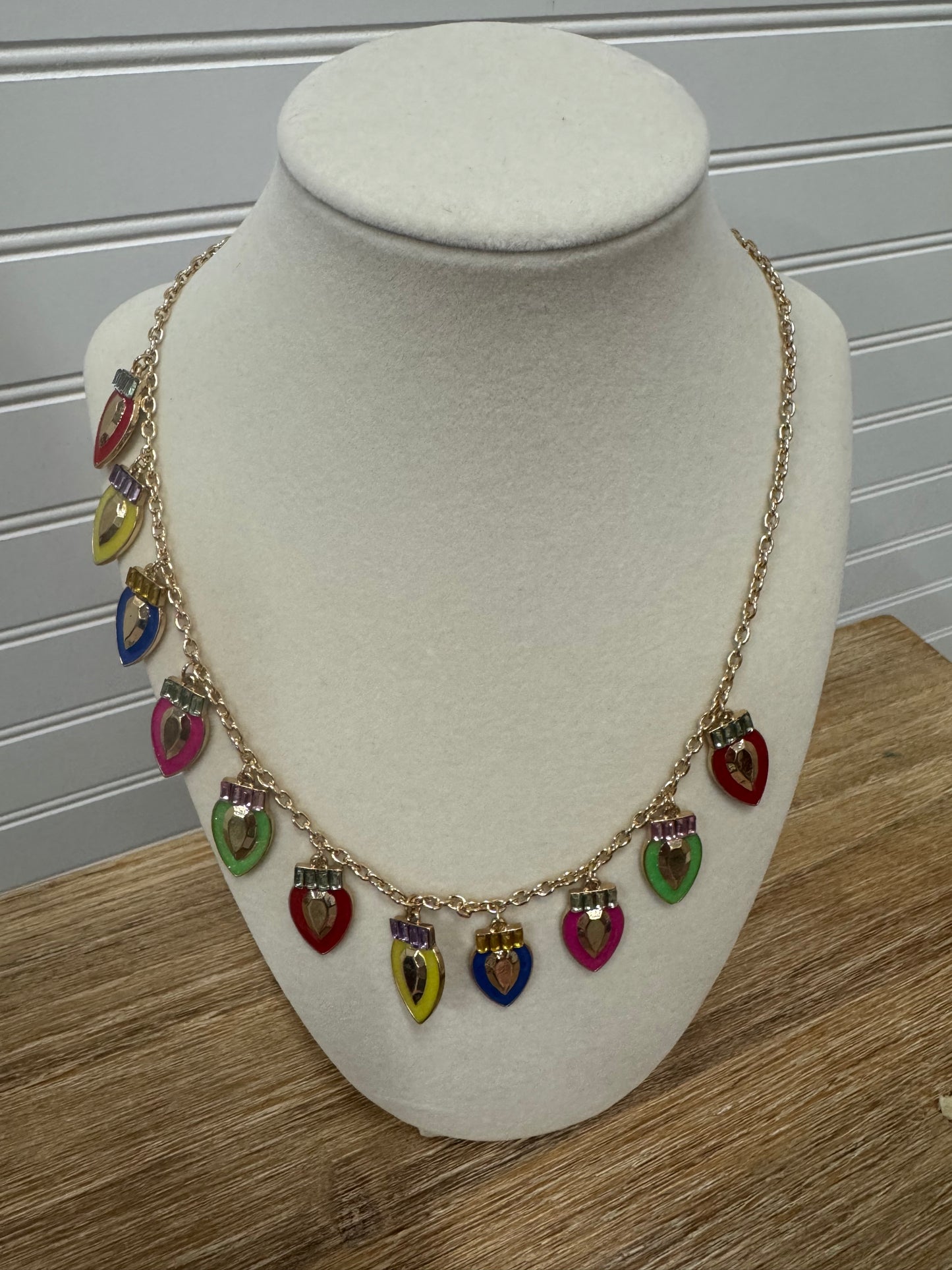 Gold Christmas Light Charm Necklace