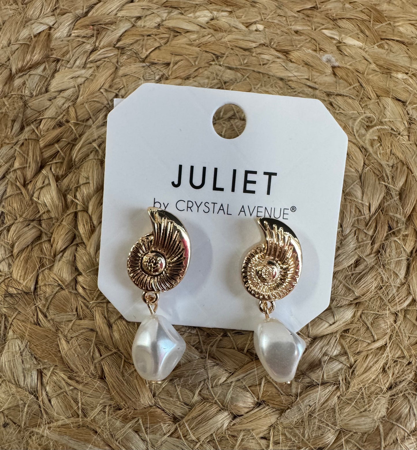 Gold Shell Pearl Drop Earrings