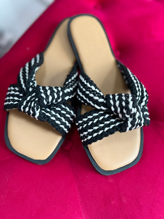 Black & White Woven Sandals
