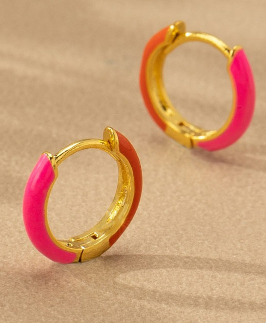 Dual colored Huggie Hoops