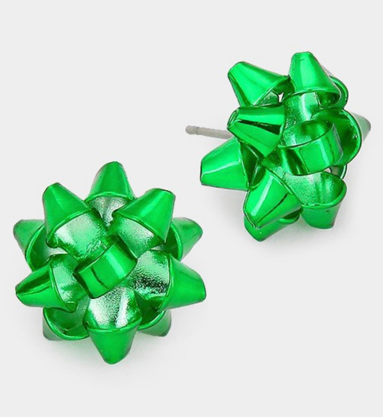 Green Christmas Bow Studs