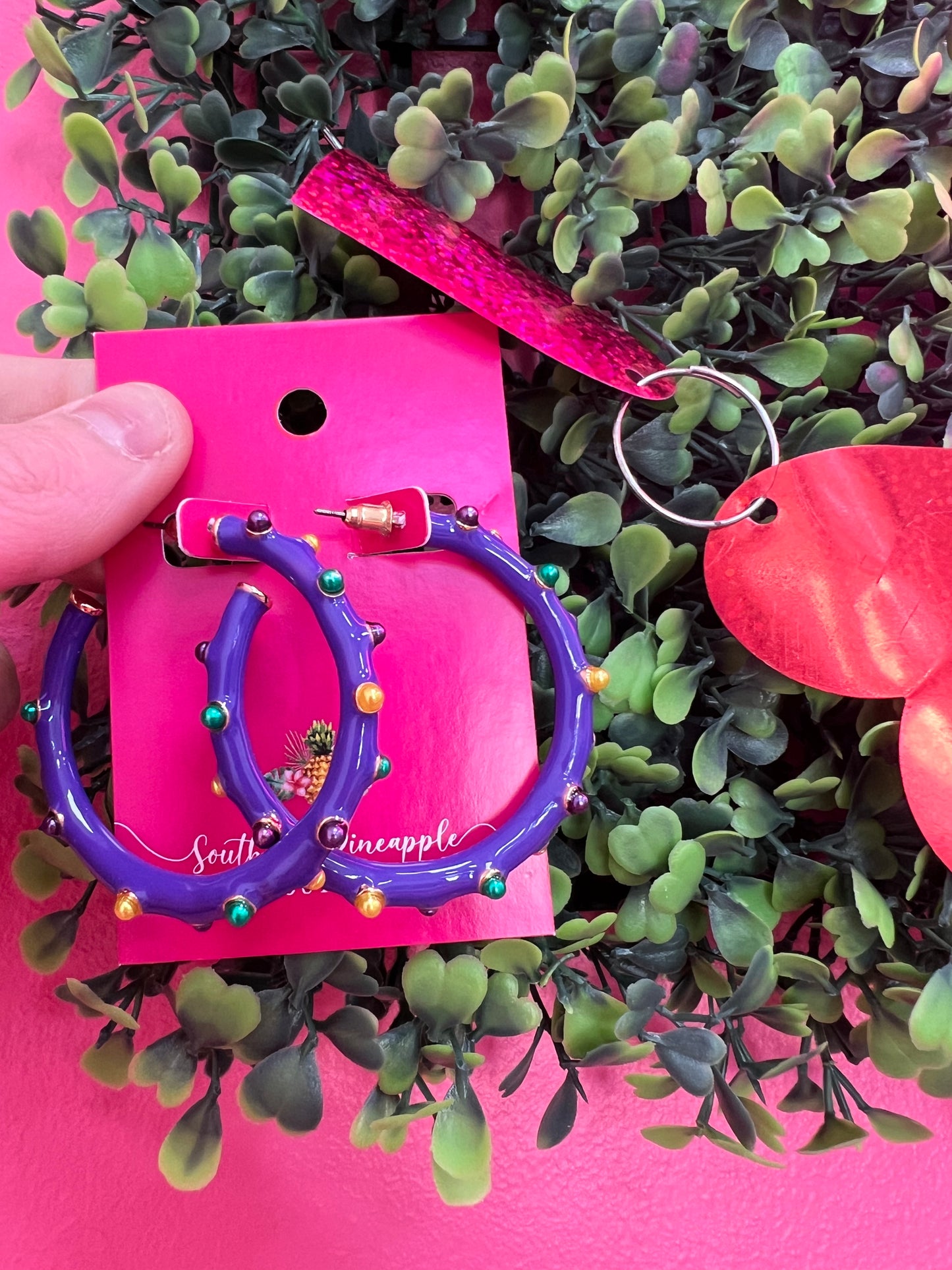 Mardi Gras Hoop Earrings