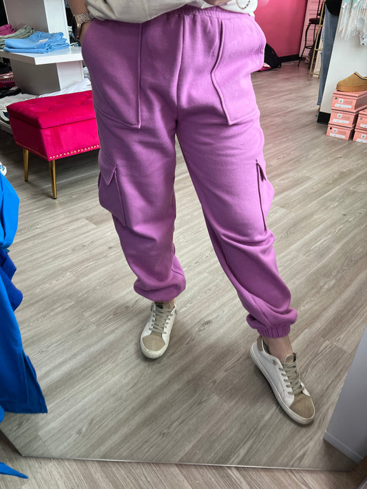 Purple Cargo Joggers