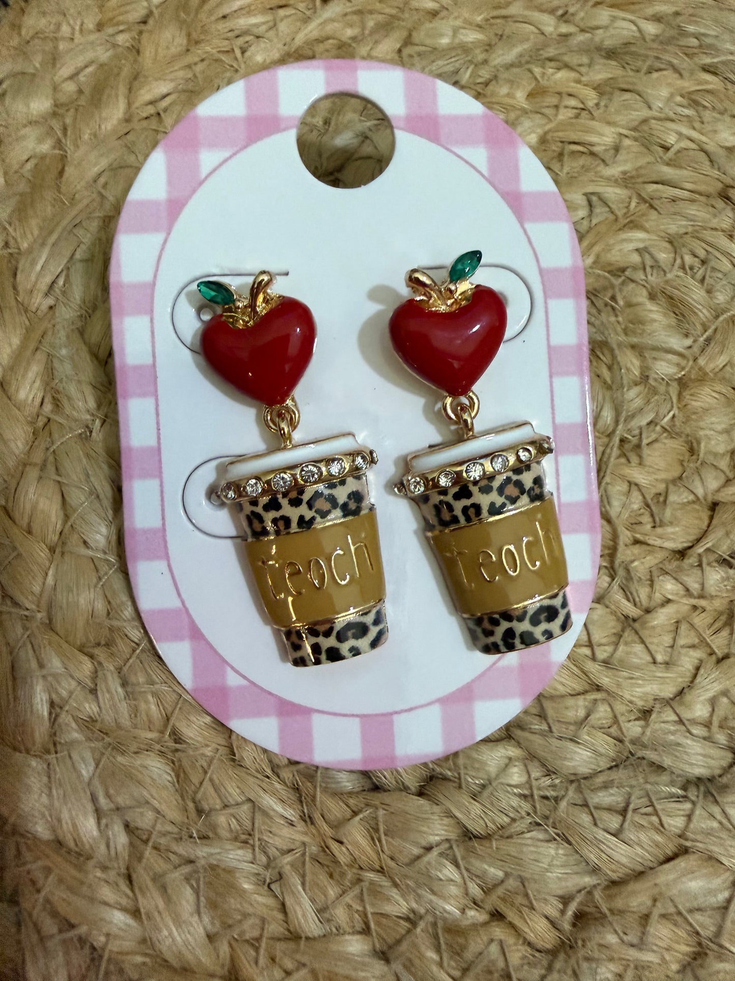Teacher Apple Coffee Cup Earrings