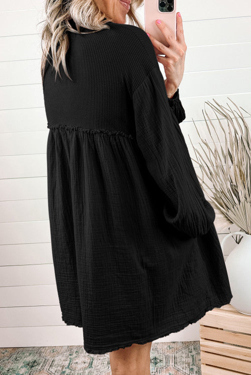 Black Puff Sleeve Dress
