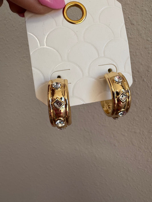 Gold Crystal Hoop Earrings