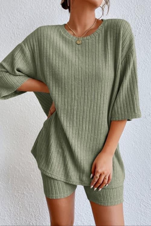 Green Ribbed 2 Piece Set