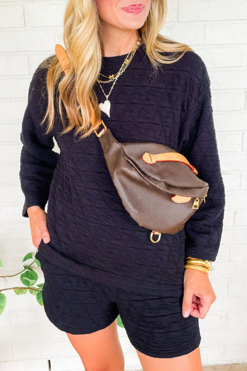 Black Puffy Textured Set
