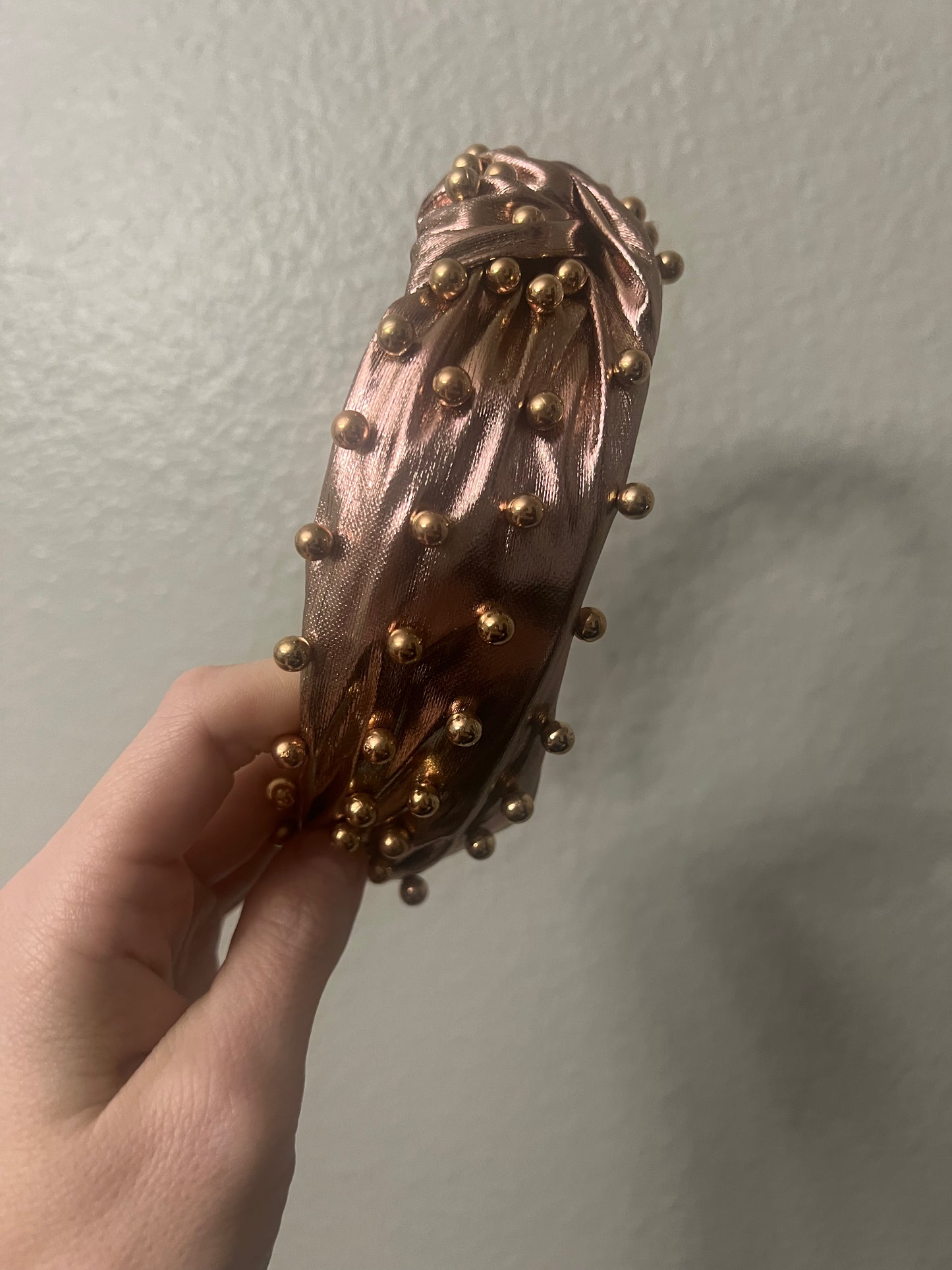 Satin Beaded Headband- Copper