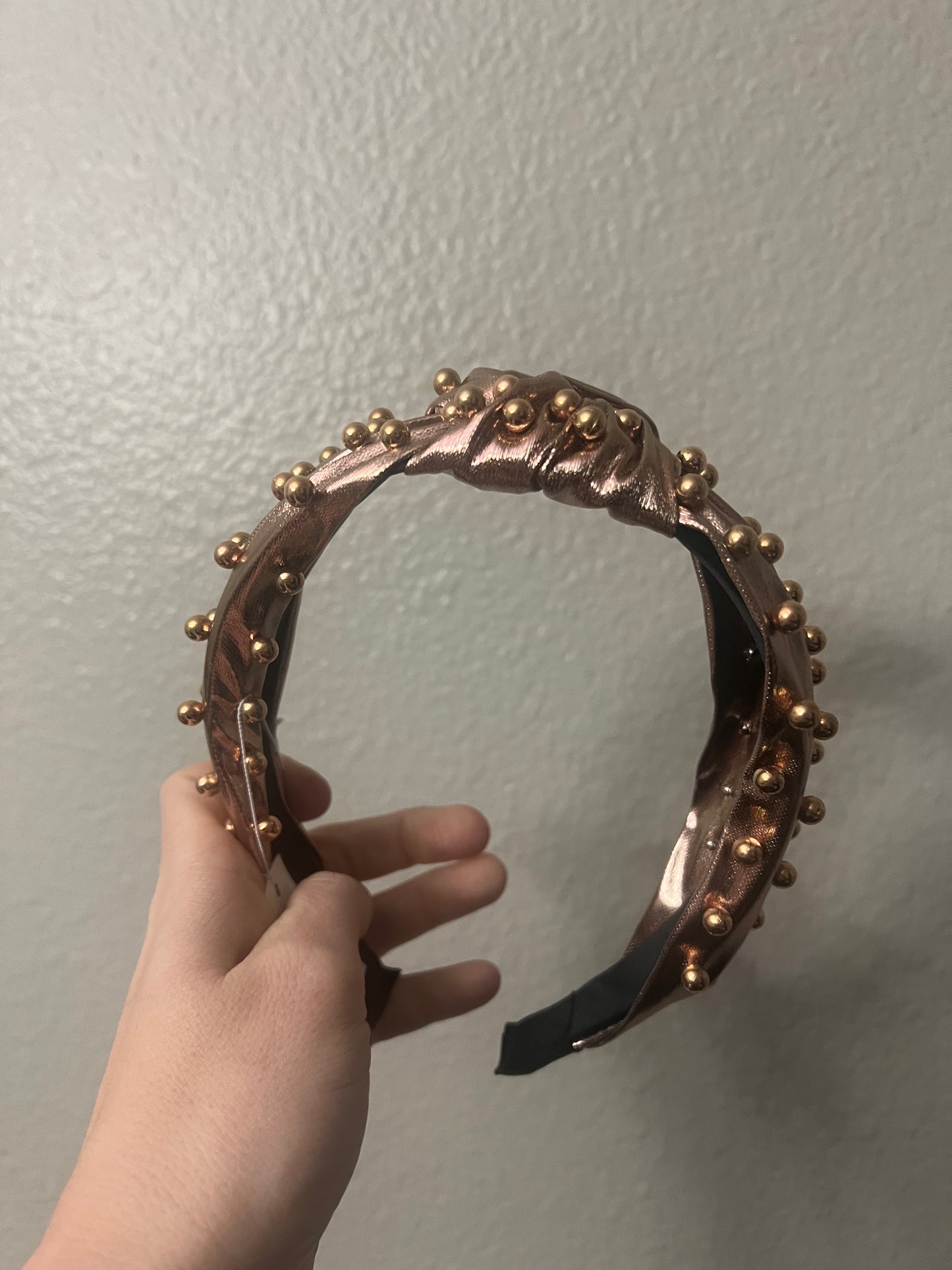 Satin Beaded Headband- Copper