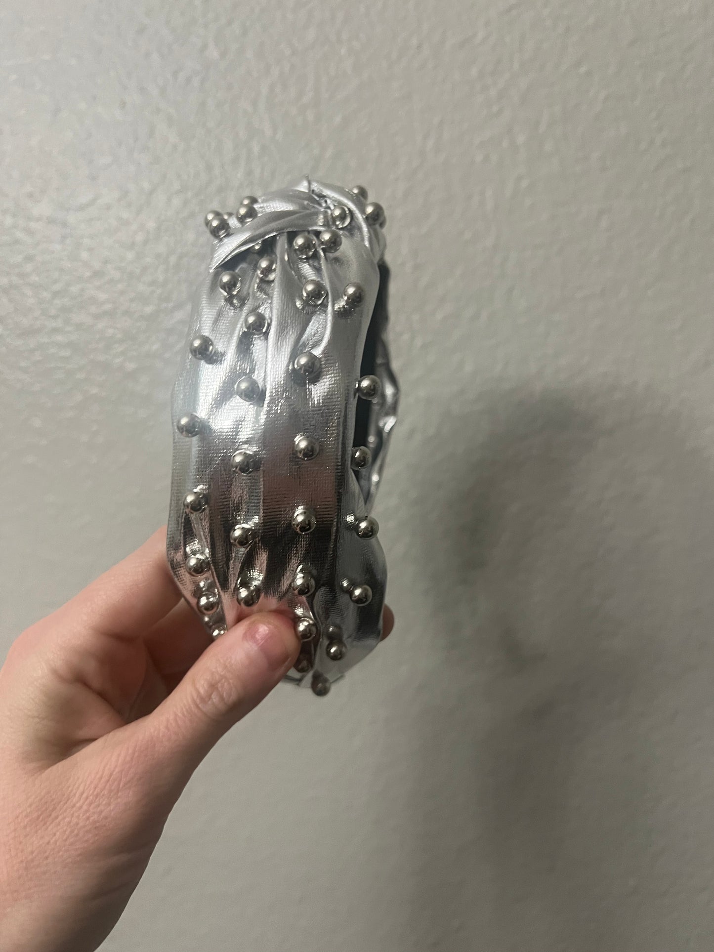 Satin Beaded Headband- Silver