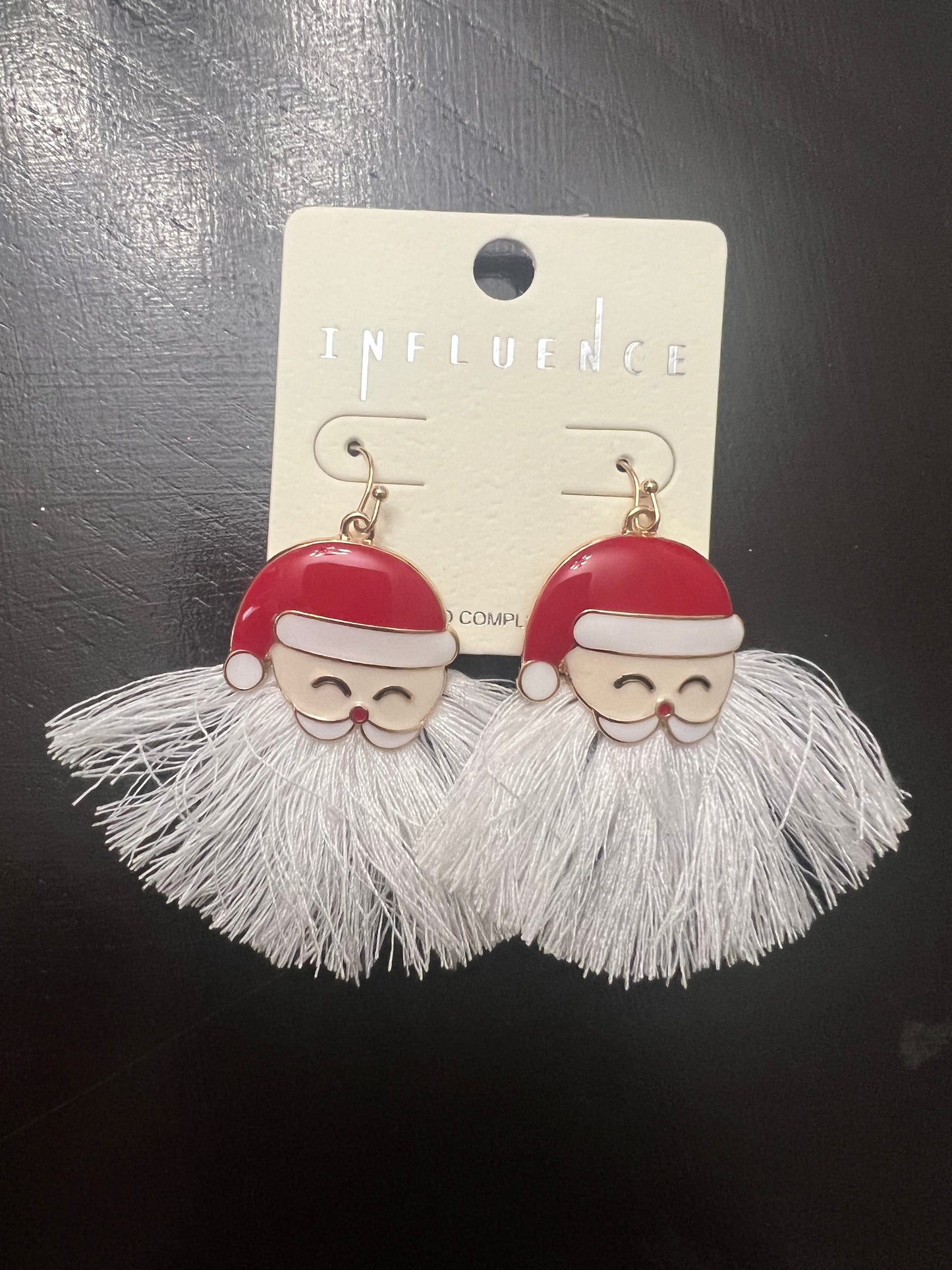 Santa earrings with fringe beard