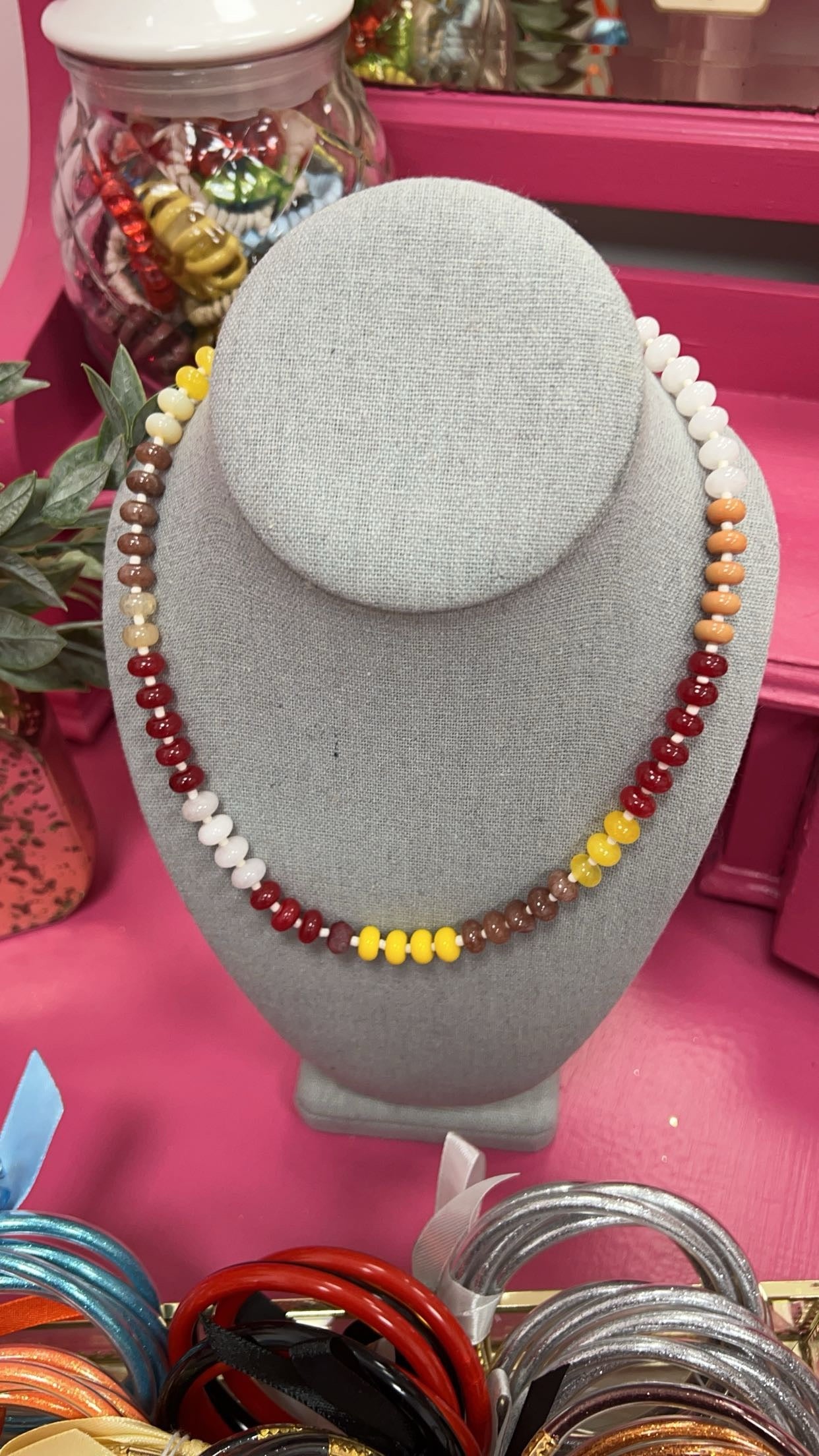 Burgundy Beaded Necklace