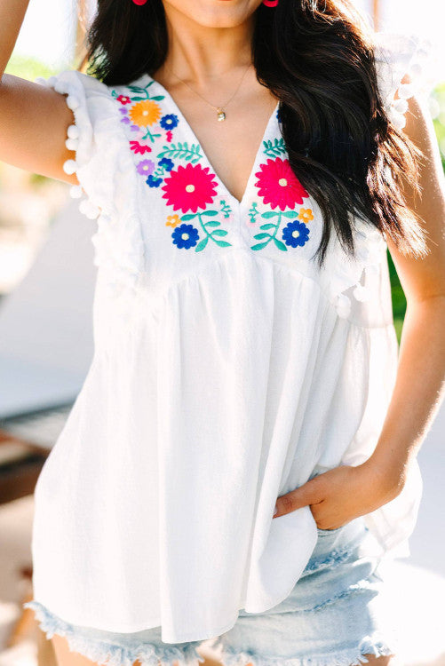White embroidered top