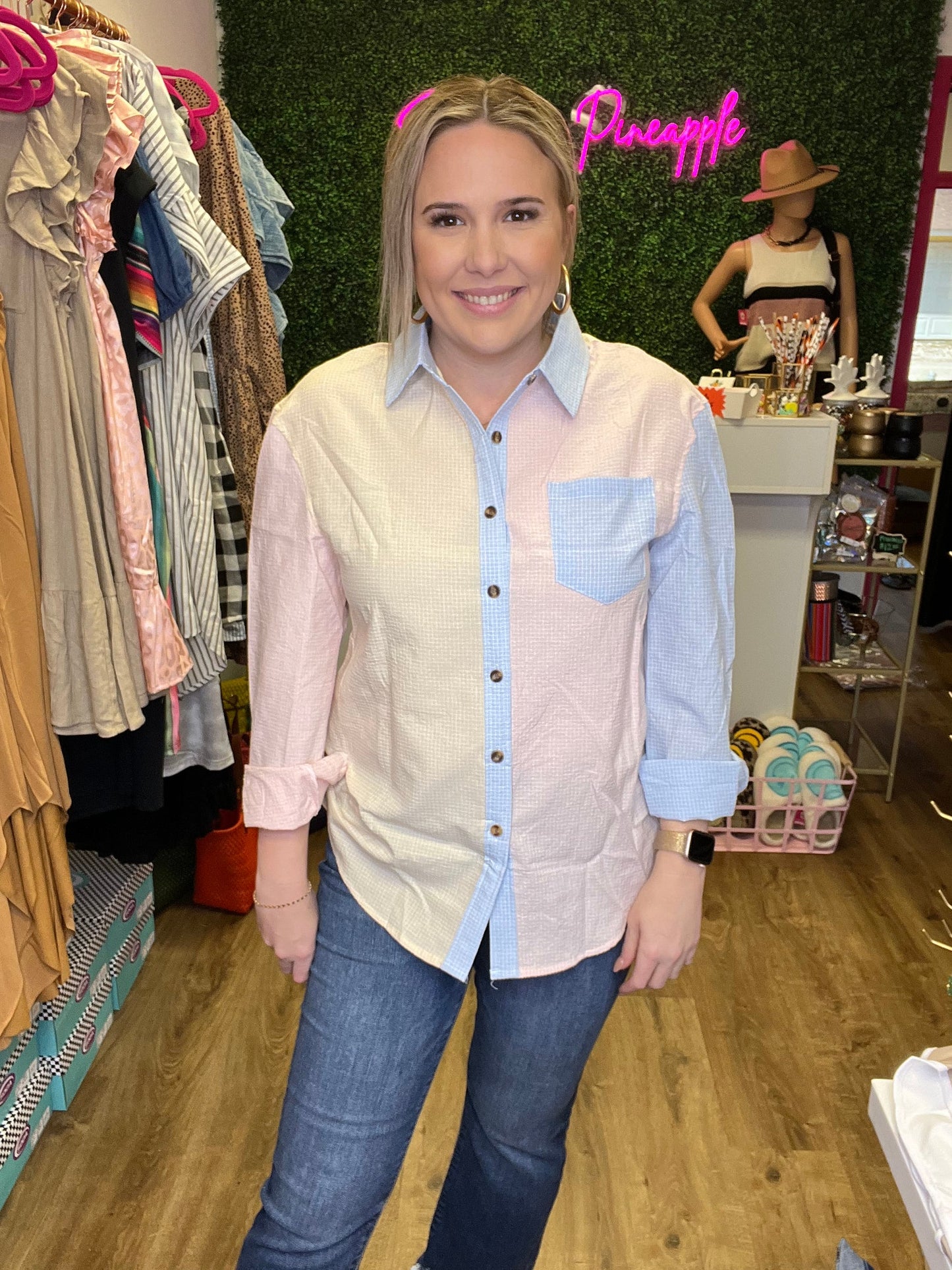 Light Plaid Button Up