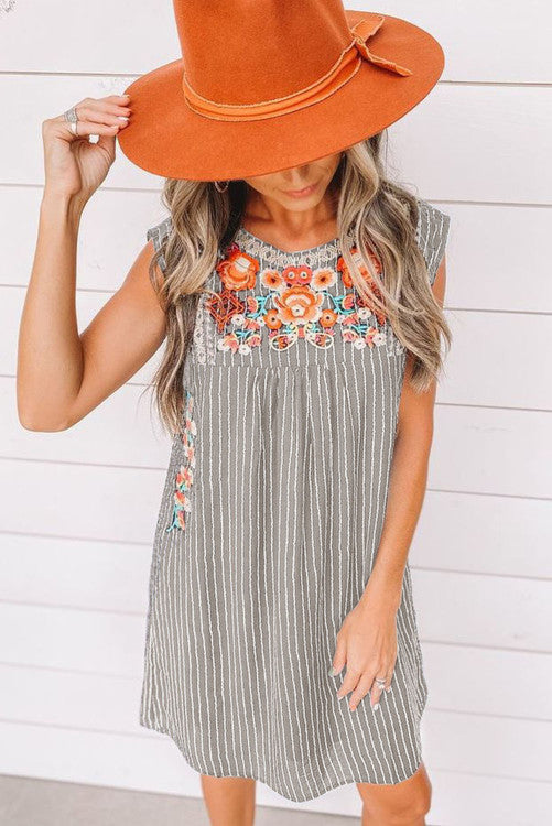 Flower Embroidered Dress