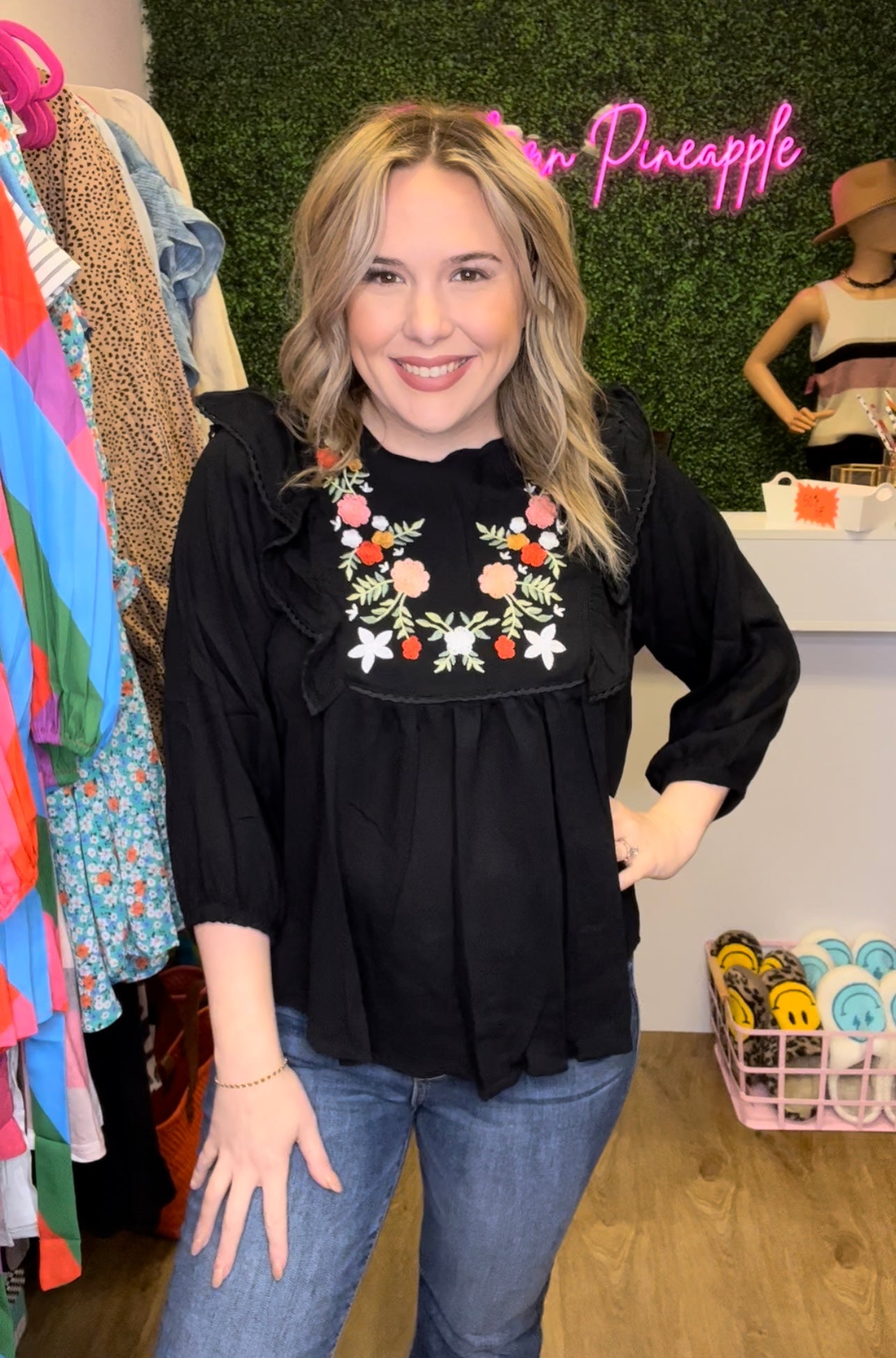 Black Embroidered Top