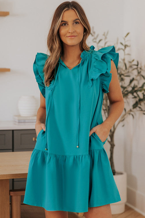Teal Ruffle Dress