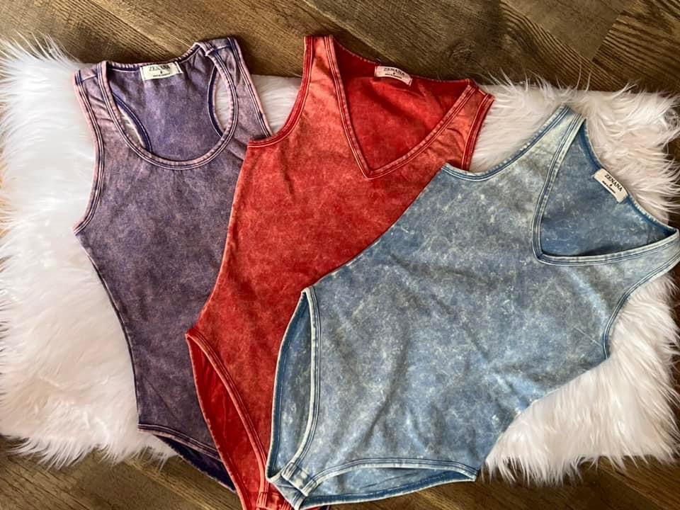 Red Acid Washed Bodysuit