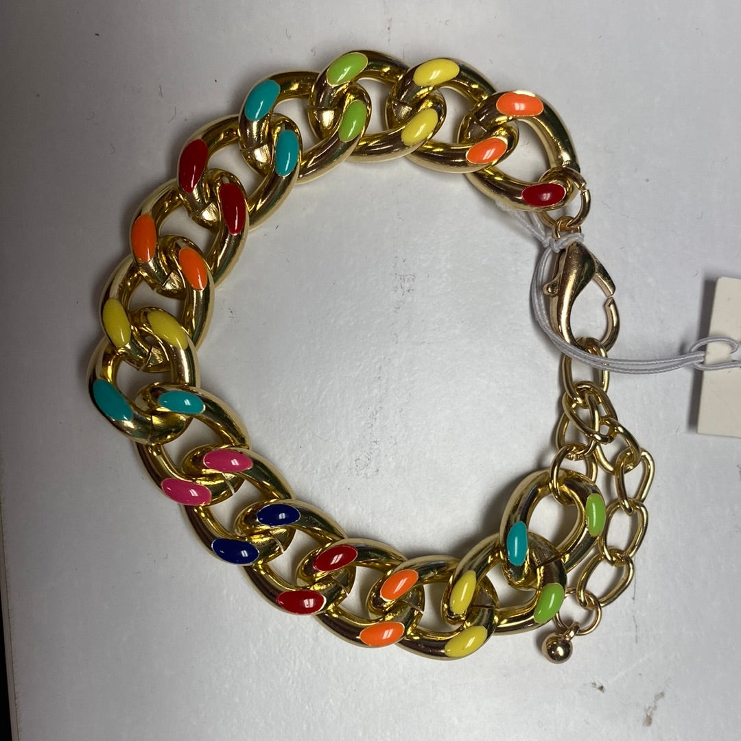 Small Gold Chain with Enamel Bracelet