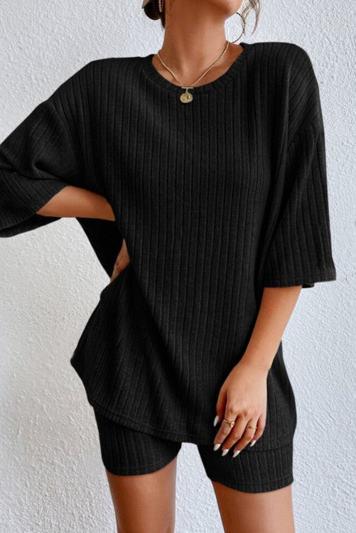 Black Ribbed 2 Piece Set