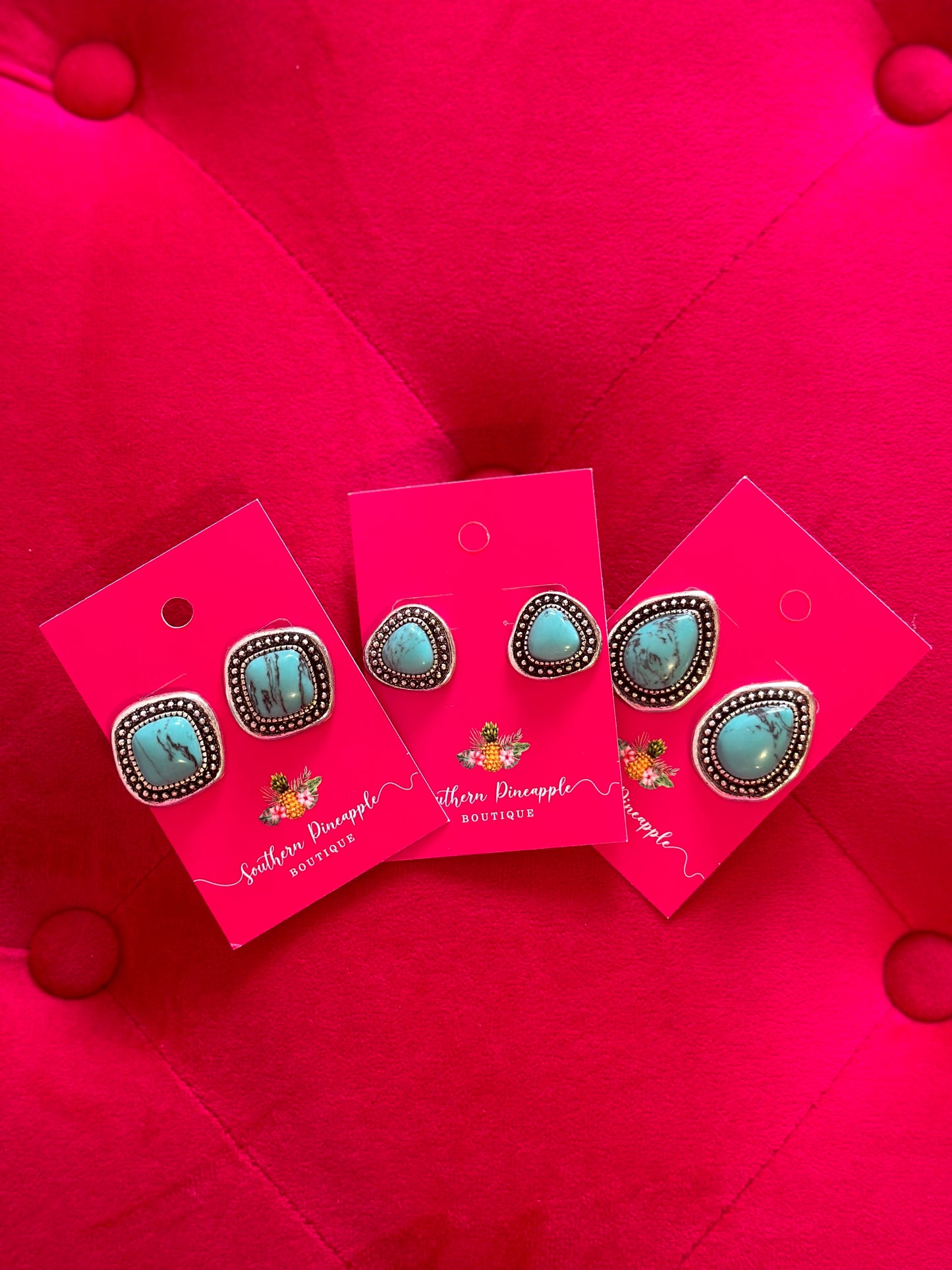Turquoise Stone Stud Earrings