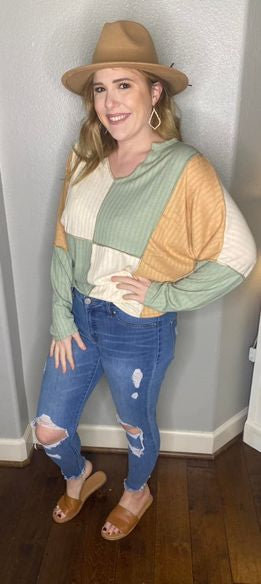 Stone, Sage & Cantaloupe Blouse