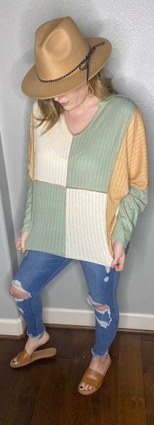 Stone, Sage & Cantaloupe Blouse