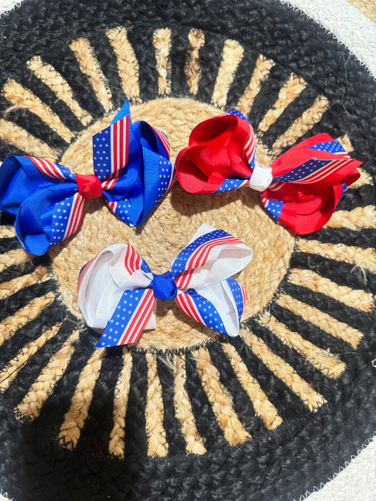 Girls Patriotic Fourth of July Hair Bow